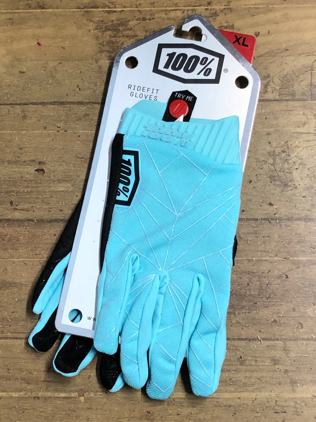 KM549 ワンハンドレッド 100％ RIDEFIT GLOVES 長指 グローブ 水色 XL