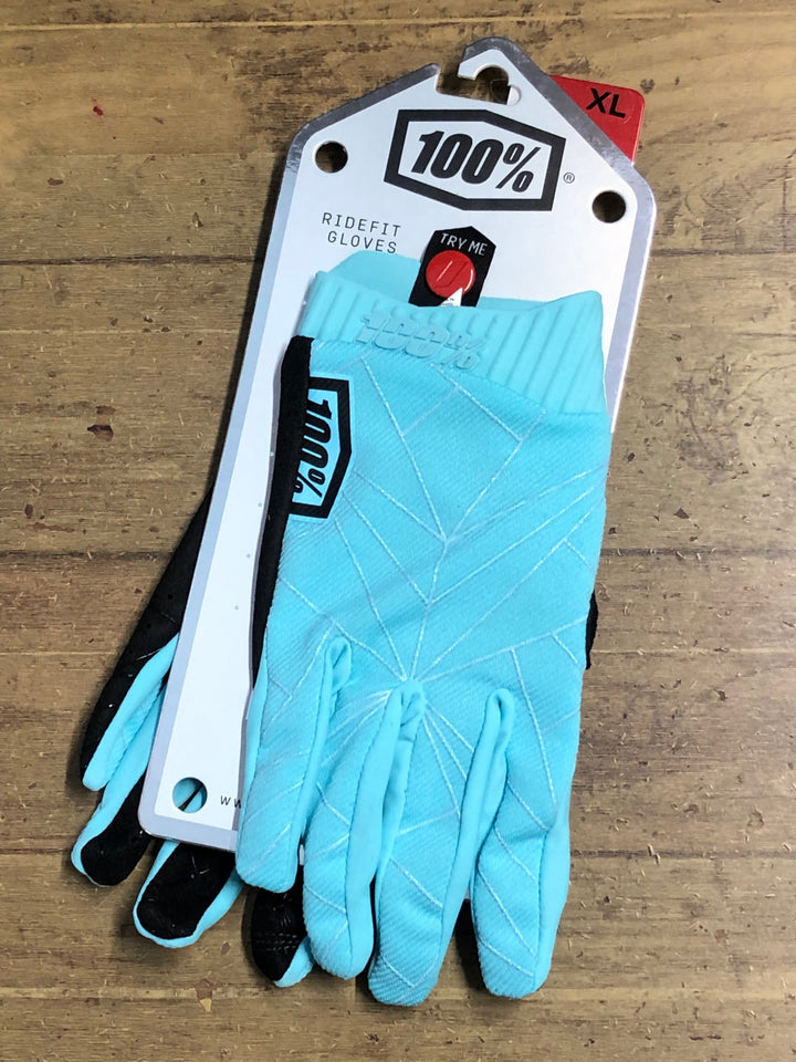 KM549 ワンハンドレッド 100％ RIDEFIT GLOVES 長指 グローブ 水色 XL
