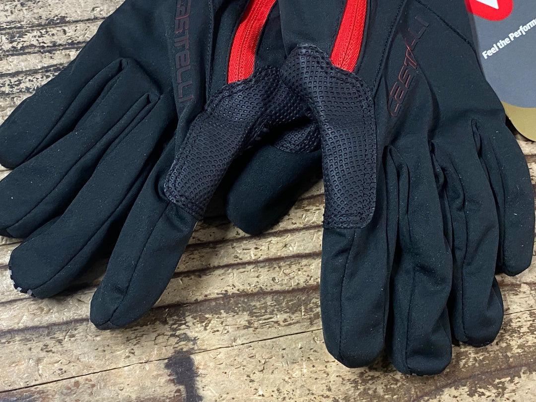 JT747 カステリ CASTELLI ロッソコルサ ROSSOCORSA 長指 裏起毛 ウィメンズ サイクルグローブ 黒 M