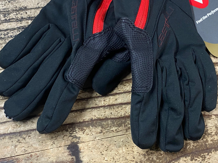 JT747 カステリ CASTELLI ロッソコルサ ROSSOCORSA 長指 裏起毛 ウィメンズ サイクルグローブ 黒 M