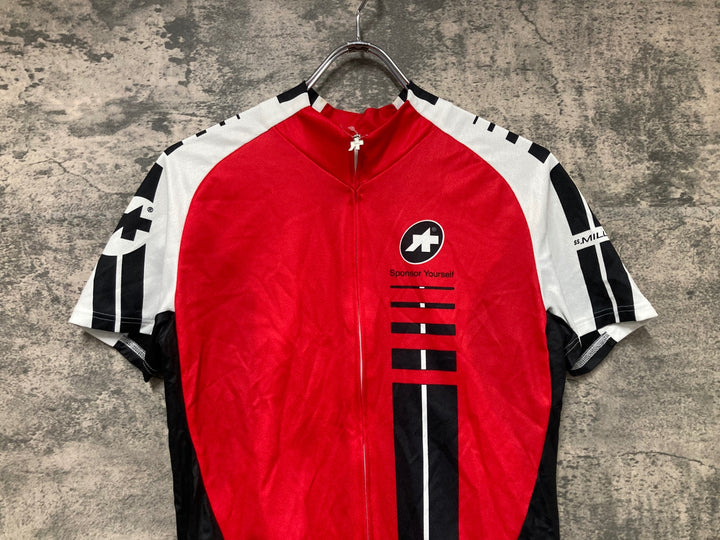 JQ967 アソス ASSOS SS.MILLE 半袖 サイクルジャージ 白 赤 S