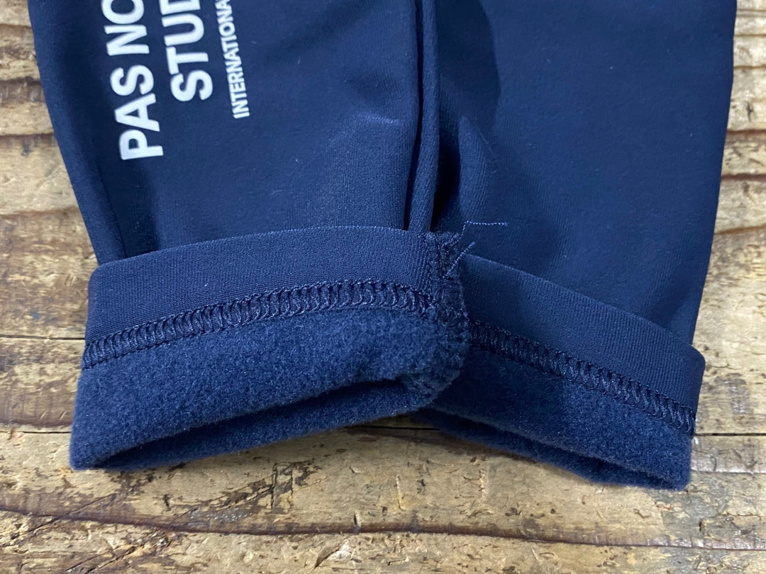 KM753 パスノーマルスタジオ PAS NORMAL STUDIOS LOGO ARM WARMERS ニーウォーマー 紺 M 裏起毛