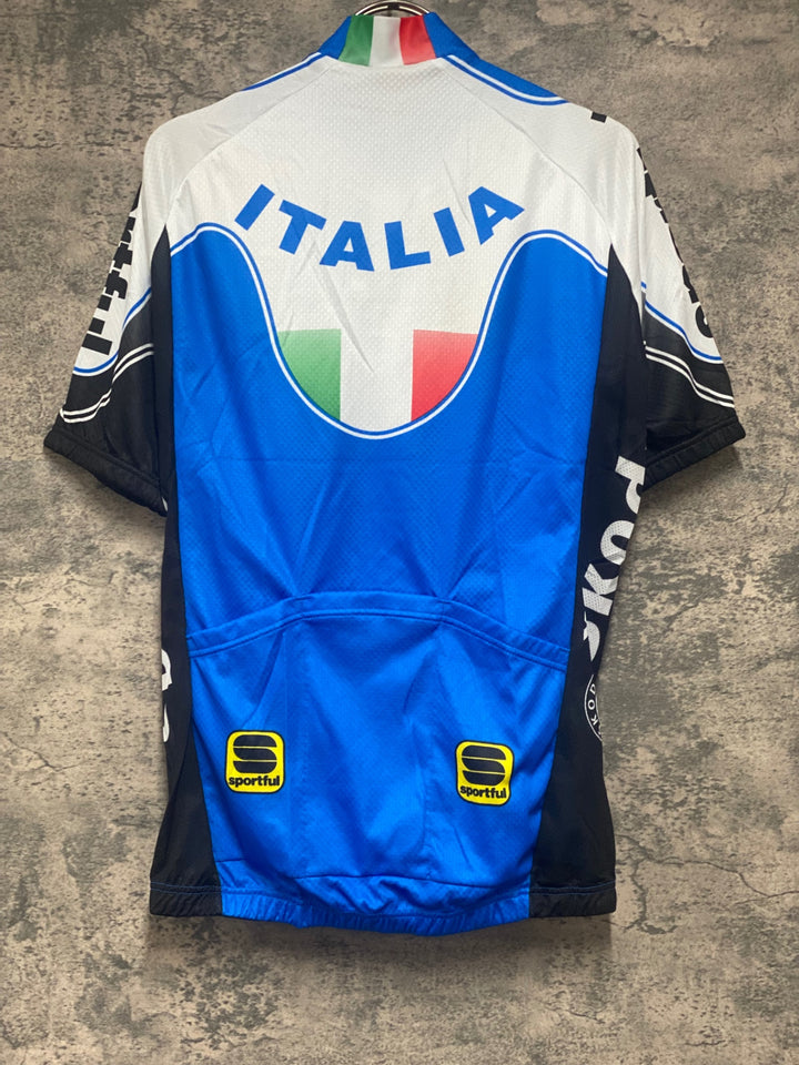 JV559 スポーツフル sportful 半袖 サイクルジャージ 白 青 M ITALIA Skoda