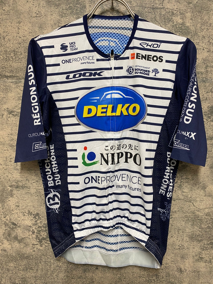 JS106 エコイ ekoi 半袖 サイクルジャージ 紺 白 5/L DELKO