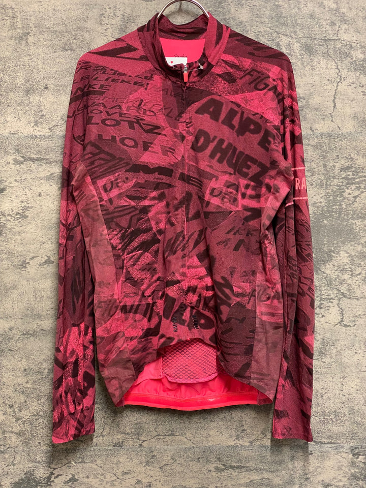 JZ865 ラファ Rapha PRO TEAM LONG SLEEVE THERMAL JERSEY ROAD GRAFFITI 長袖 サイクルジャージ ピンク L