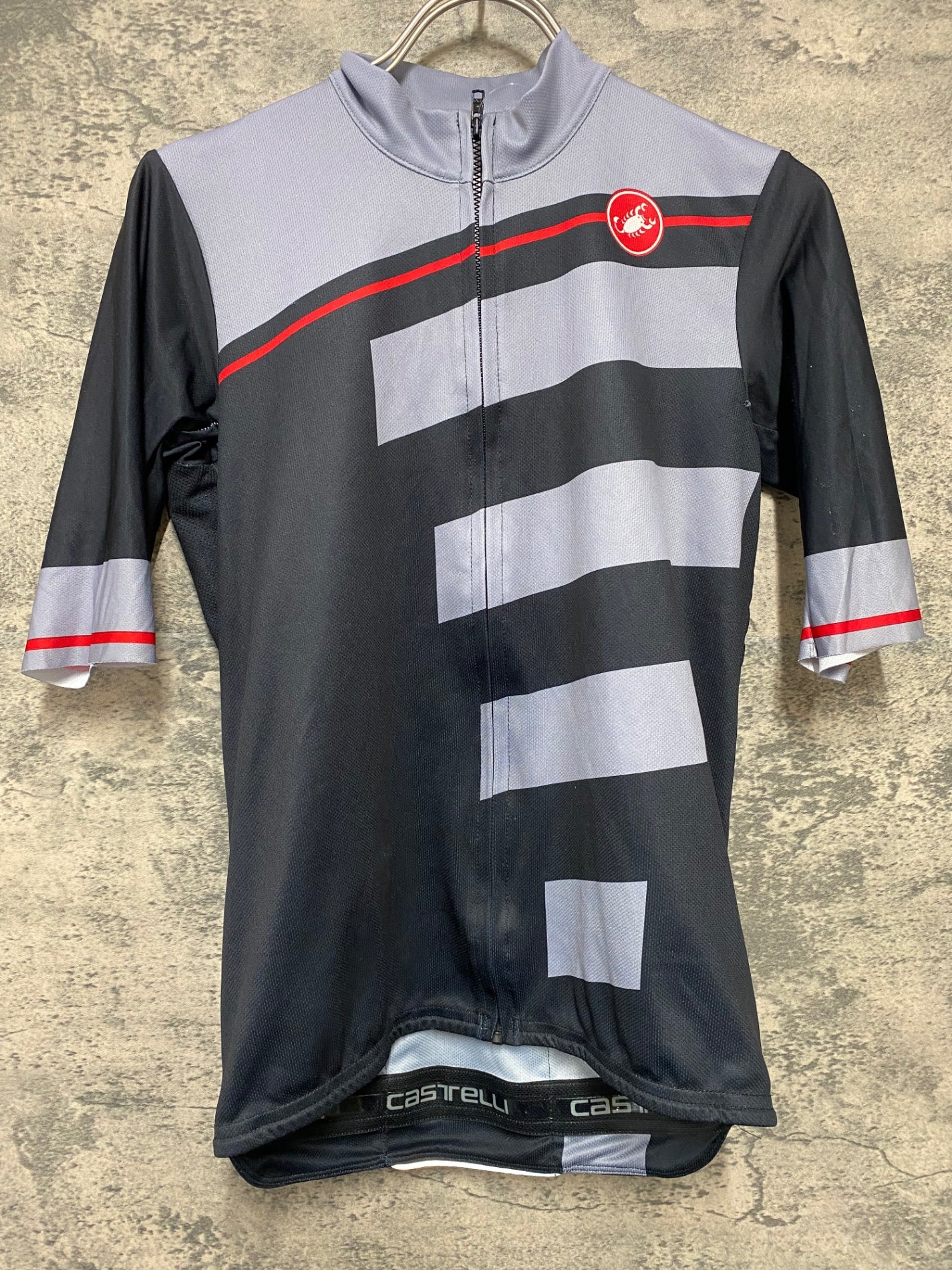 KD409 カステリ CASTELLI 半袖 サイクルジャージ 黒グレー S ※ロゴ