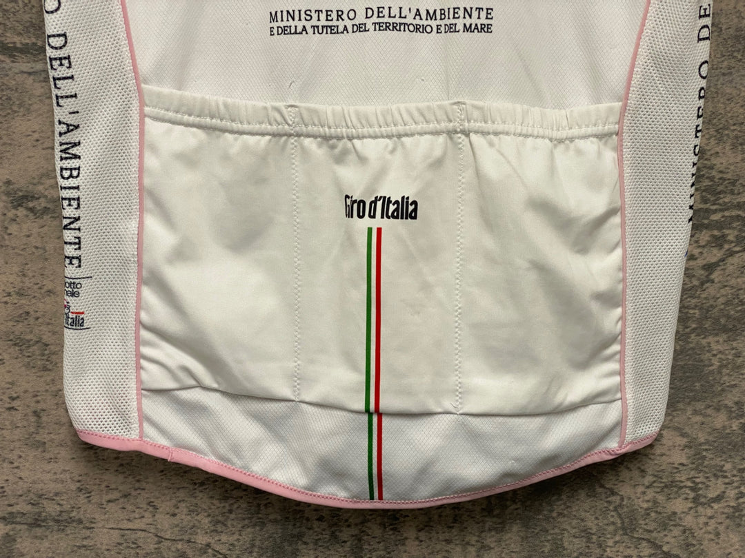 KG643 サンティーニ Santini 半袖 サイクルジャージ 白 M ハーフジップ ほつれ