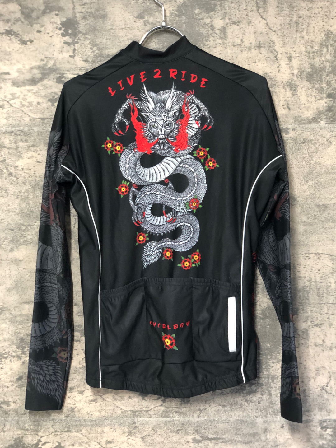 JF786 サイコロジー CYCOLOGY 長袖 サイクルジャージ 黒 ドラゴン XS