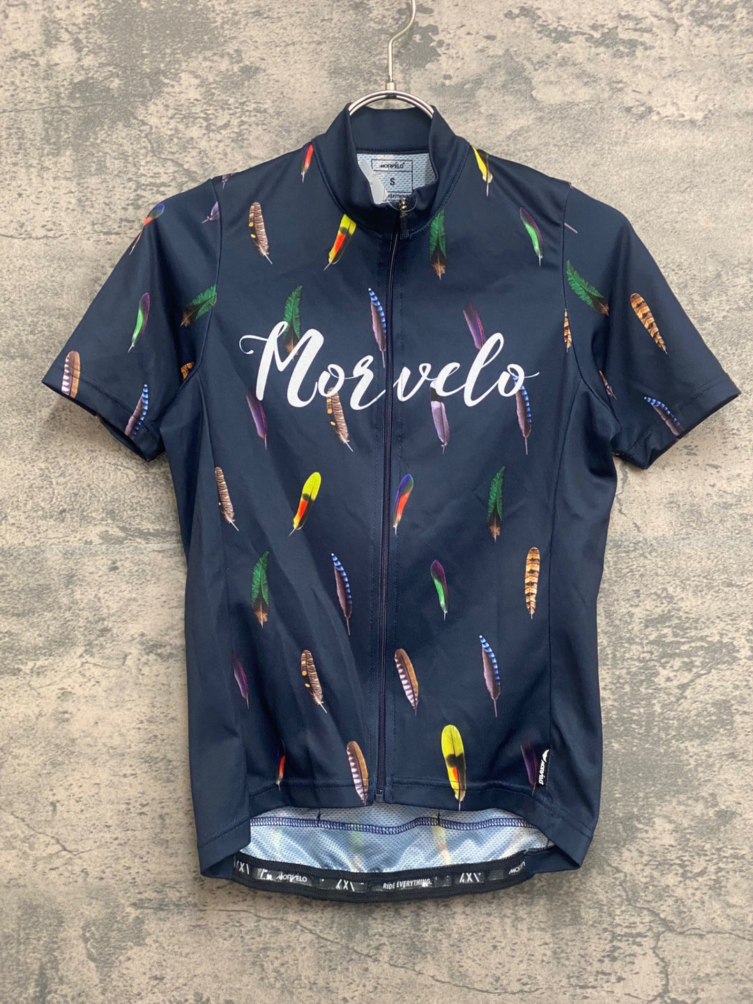 JN228 モルベロ MORVELO 半袖 サイクルジャージ 濃紺 総柄 S ※ほつれ