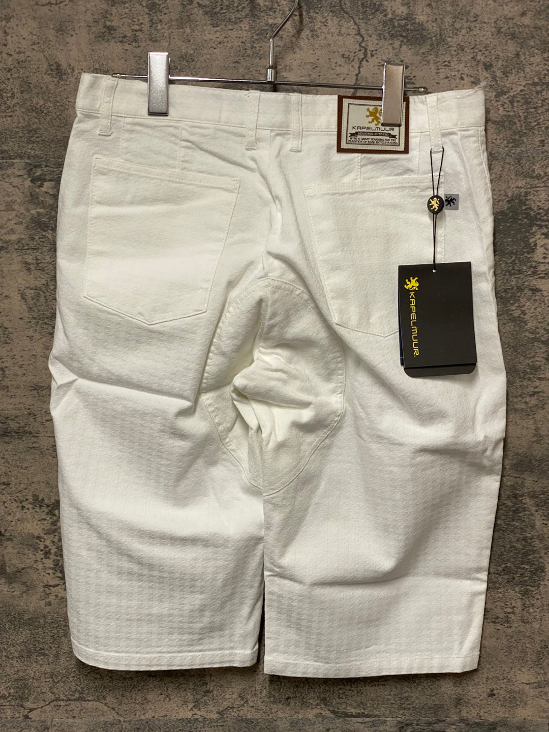 JO912 カペルミュール KAPELMUUR 児島 デニム ハーフパンツ ジャガード千鳥 ホワイト L