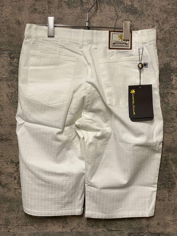 JO912 カペルミュール KAPELMUUR 児島 デニム ハーフパンツ ジャガード千鳥 ホワイト L