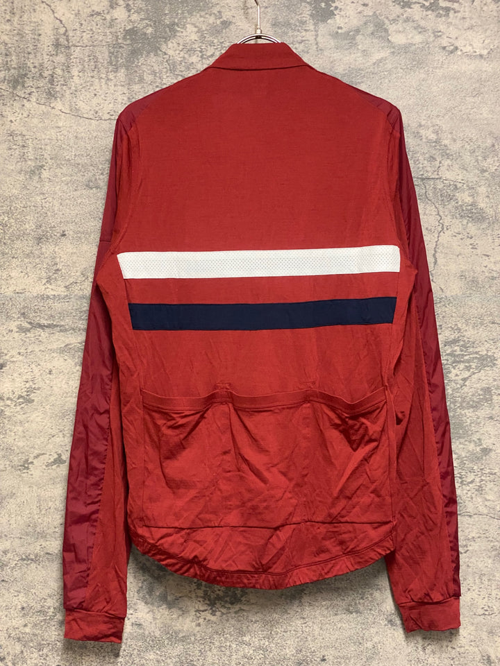 JP291 ラファ Rapha BREVET LONG SLEEVE WINDBLOCK JERSEY 長袖 サイクルジャージ 赤 M