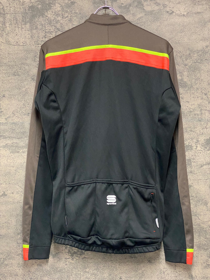 JZ007 スポーツフル sportful 長袖 サイクルジャージ 黒 茶 L 裏起毛