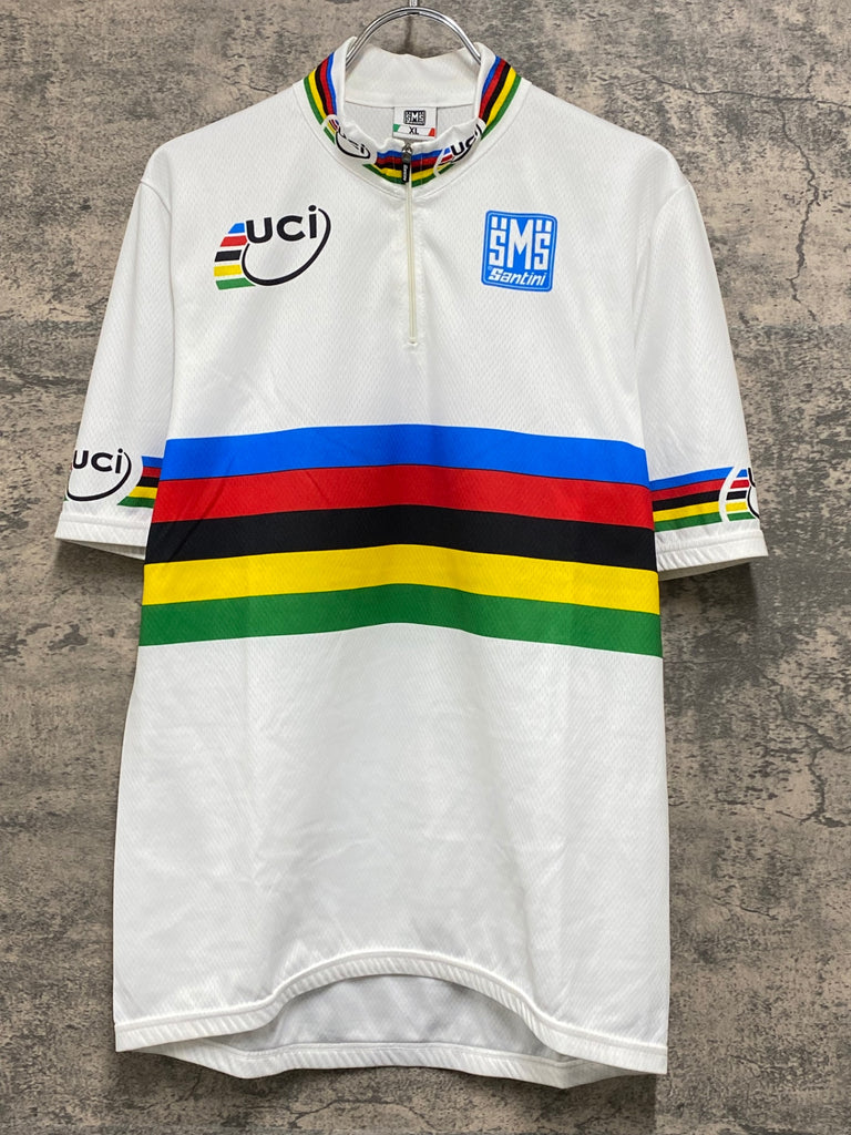 JB027 サンティーニ Santini 半袖 サイクルジャ―ジ 白 XL ハーフジップ