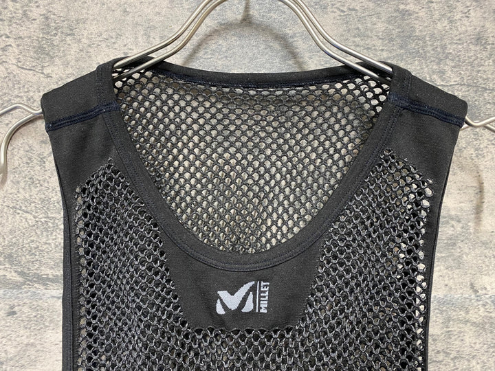 KA646 ミレ MILLET メッシュ ノースリーブベースレイヤー 黒 S-M