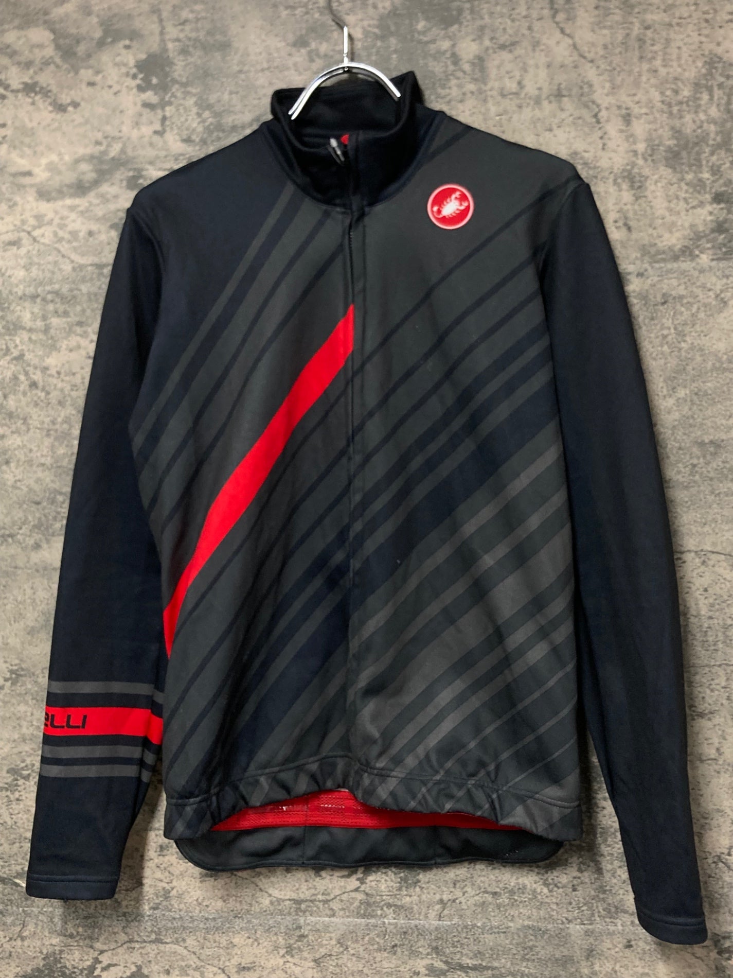 Castelli サイクルジャージ Mサイズ グレー/ブラック/レッド KG452 カステリ CASTELLI 長袖 サイクルジャージ グレー L 裏起毛
