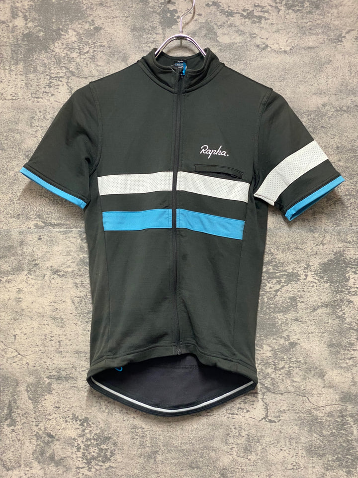 KP955 ラファ Rapha TEAM sky TRAINING BREVET JERSEY 半袖 サイクルジャージ 黒 スライブルー XS