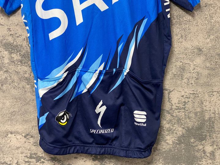 KJ814 スポーツフル sportful 半袖 サイクルジャージ 青 XLハーフジップ SAXO BANK
