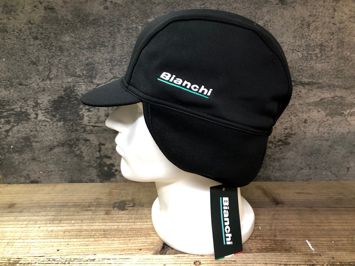 JN493 ビアンキ BIANCHI サイクルキャップ 黒 裏起毛 未使用 タグ付き ※毛羽立ちあり