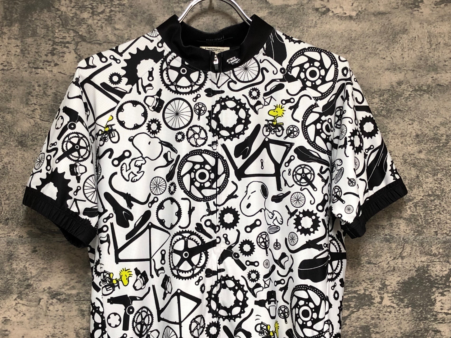 KE334 ナリフリ narifuri VINTAGE PEANUTS 半袖 サイクルジャージ 白