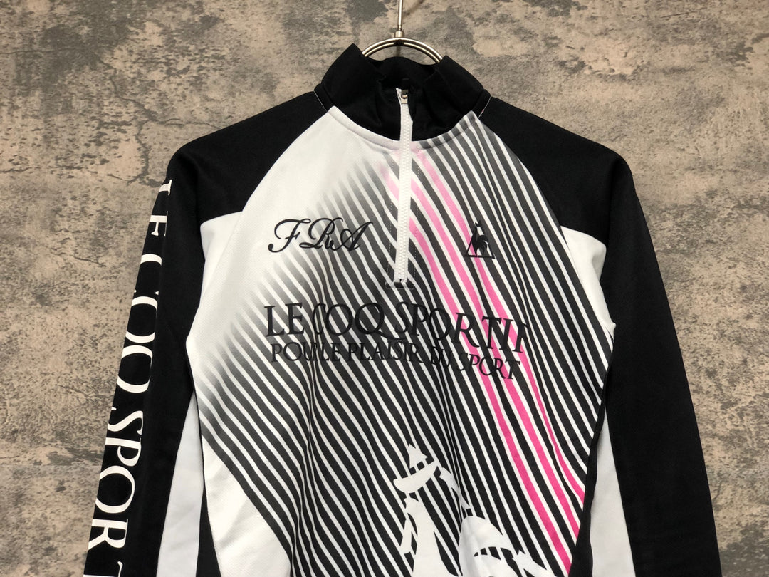 KJ899 ルコックスポルティフ le coq sportif 長袖 サイクルジャージ 白 黒 S
