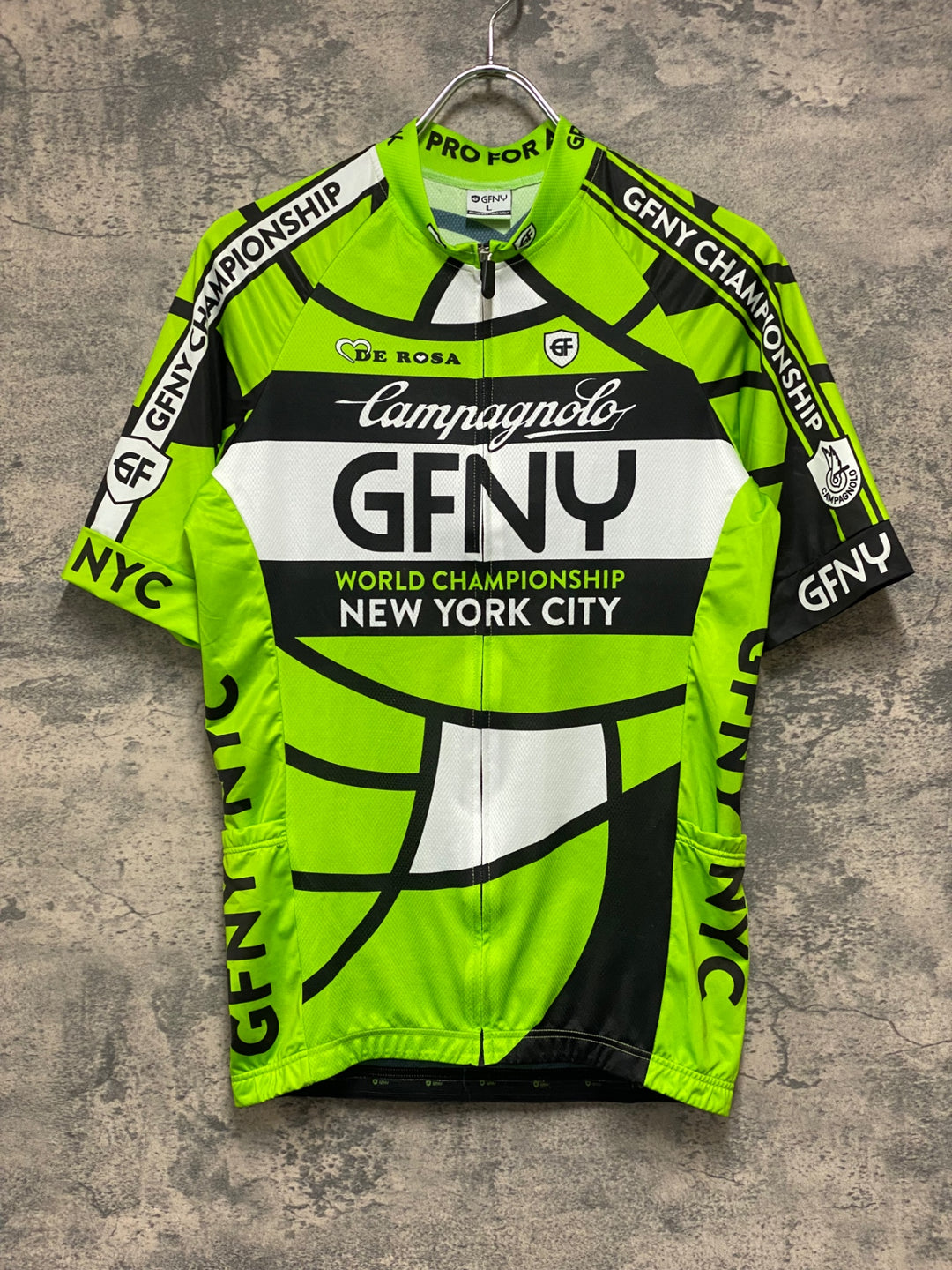 JK172 GFNY Campagnolo 半袖 サイクルジャージ 黄緑 L