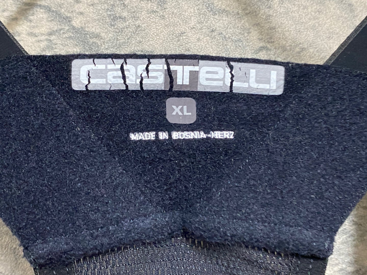 KE154 カステリ CASTELLI ロッソコルサ ROSSO CORSA RAIN OR SHINE ビブタイツ 黒 XL 裏起毛