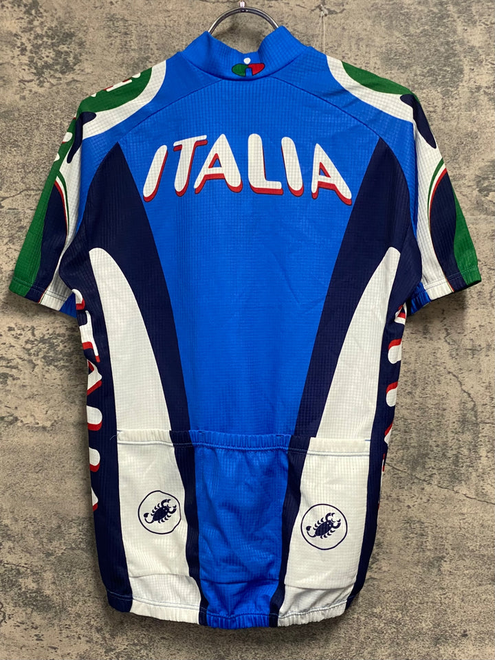 JU422 カステリ CASTELLI 半袖 サイクルジャージ 青 M ハーフジップ