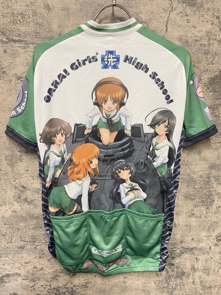 KA253 amisports 半袖 サイクルジャージ 白 緑 L ガールズ&パンツァー あんこうチーム
