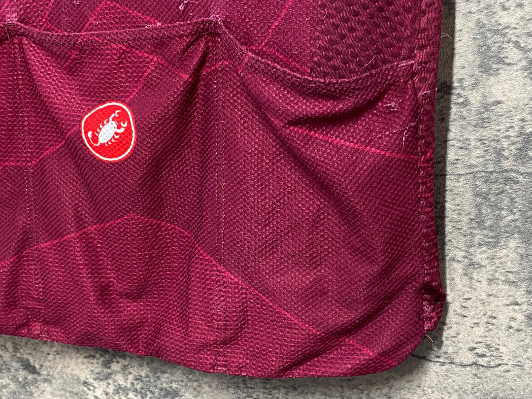 JV309 カステリ CASTELLI 半袖サイクルジャージ バーガンディー メッシュ L相当
