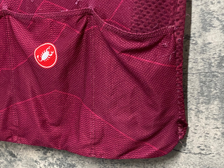 JV309 カステリ CASTELLI 半袖サイクルジャージ バーガンディー メッシュ L相当