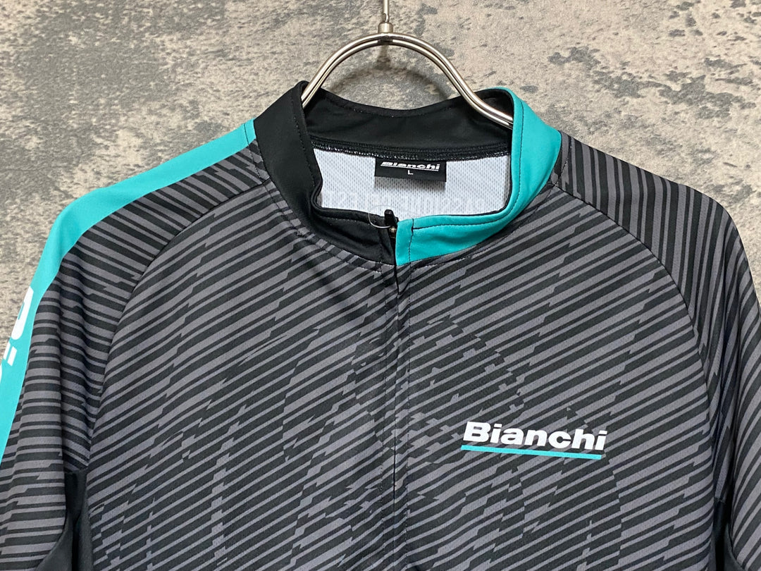 KG892 ビアンキ Bianchi 半袖 サイクルジャージ 黒 L