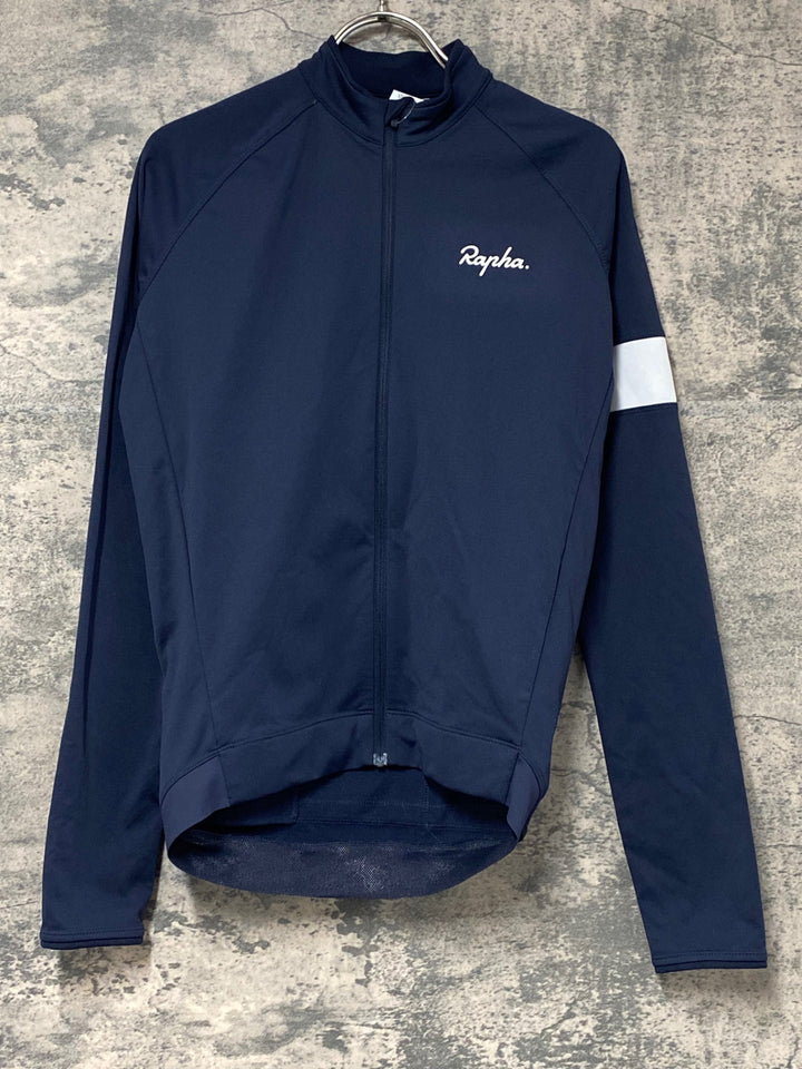 KI525 ラファ Rapha MEN'S LONG SLEEVE CORE JERSEY 長袖 サイクルジャージ 紺 S 裏起毛