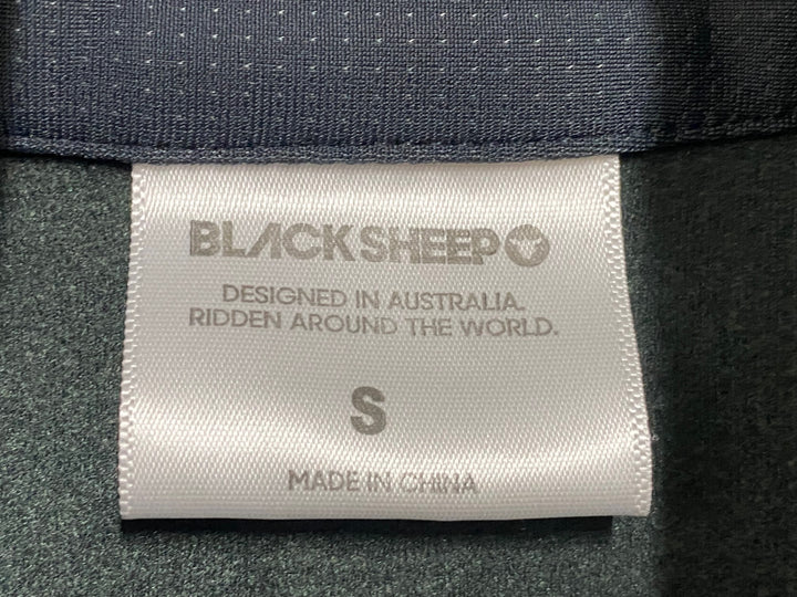 JO261 ブラックシープ BLACKSHEEP THERMAL JERSEY 長袖 サイクルジャージ 紺 黄緑 S 裏起毛