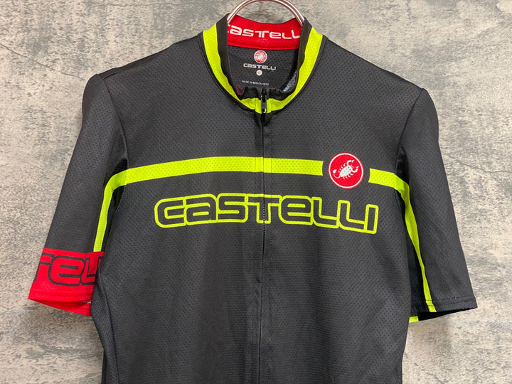 KG453 カステリ CASTELLI 半袖 サイクルジャージ 黒 L