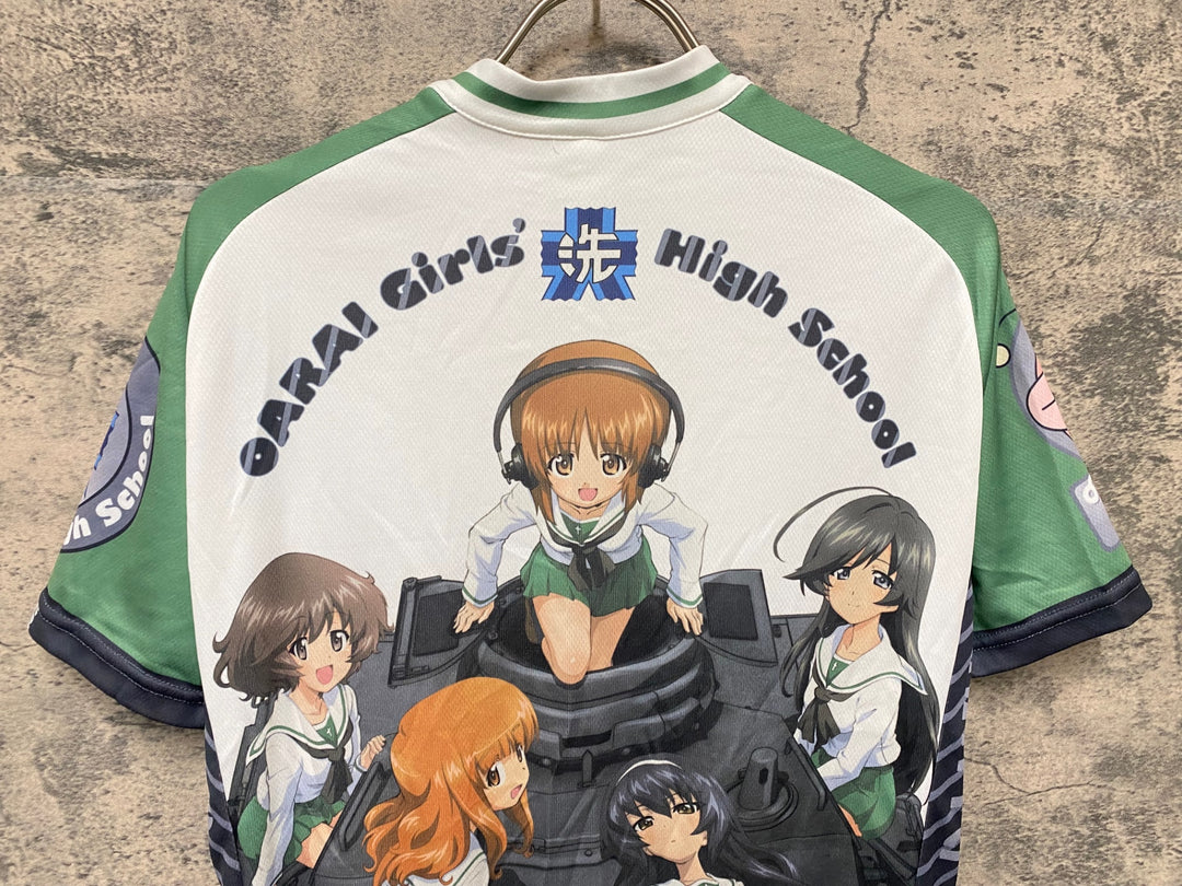KA253 amisports 半袖 サイクルジャージ 白 緑 L ガールズ&パンツァー あんこうチーム
