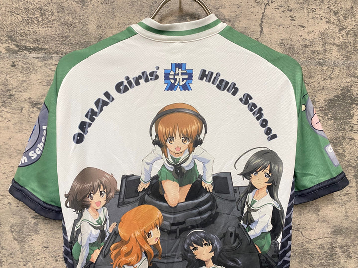 KA253 amisports 半袖 サイクルジャージ 白 緑 L ガールズ&パンツァー あんこうチーム