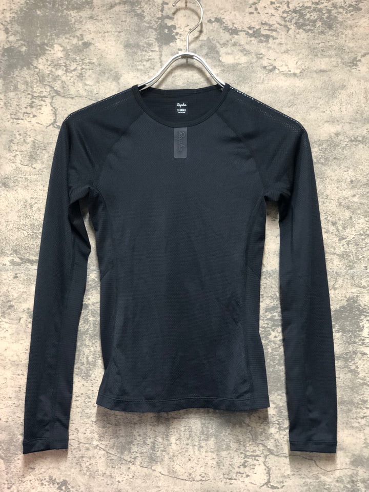 KM112 ラファ Rapha WOMEN'S LIGHTWEIGHT BASE LAYER 長袖 ベースレイヤー 黒 XS 腰回り ※擦れ大