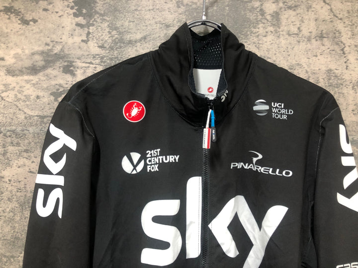 JF342 カステリ CASTELLI LONG SLEEVE THERMAL JERSEY TEAM sky 長袖 サイクルジャージ 黒 L
