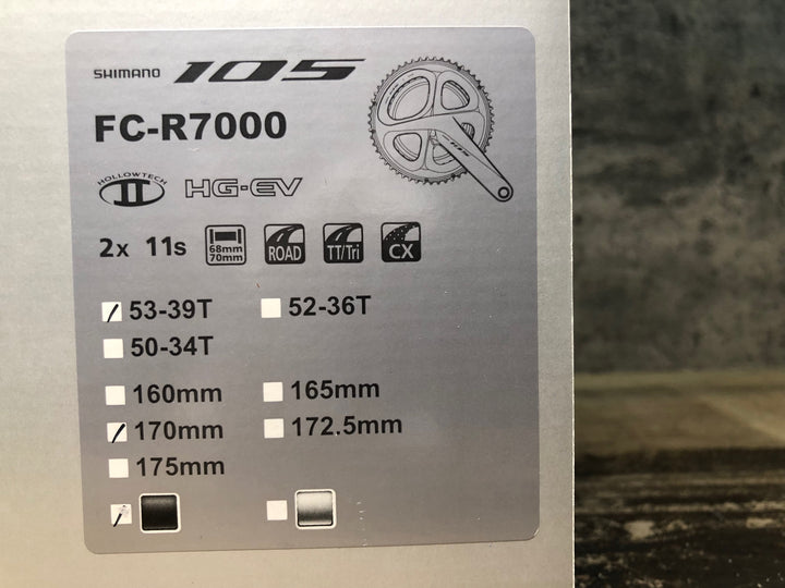 JR625 シマノ SHIMANO 105 FC-R7000 クランクセット 53/39T 170mm 黒