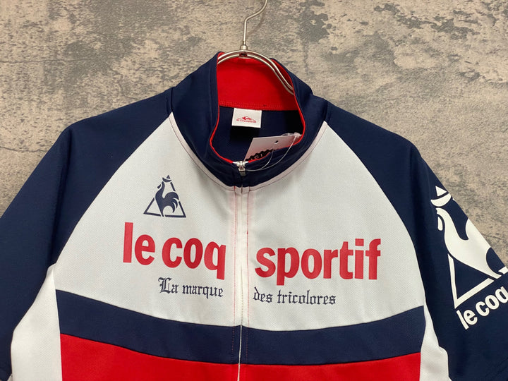 JX277 ルコックスポルティフ le coq sportif 半袖 サイクルジャージ ネイビー 赤 白 L