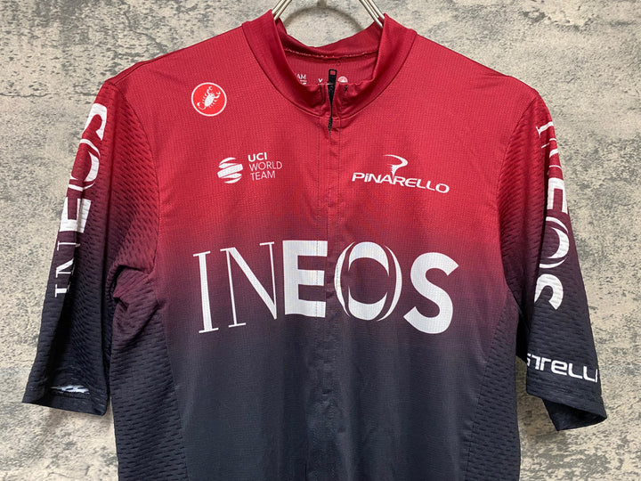 KC370 カステリ CASTELLI 半袖 サイクルジャージ バーガンディ 黒 S TEAM INEOS