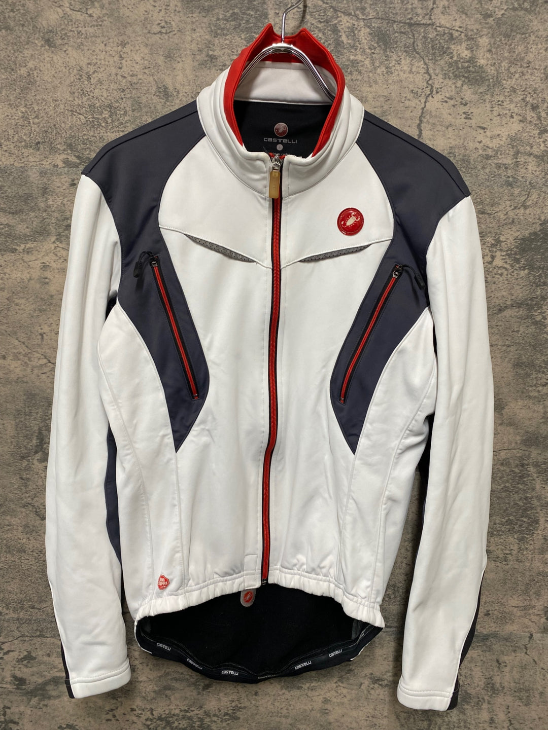 JT667 カステリ CASTELLI 長袖 サイクルジャケット 白 黒 L 裏起毛 GORE WINDSTOPPER