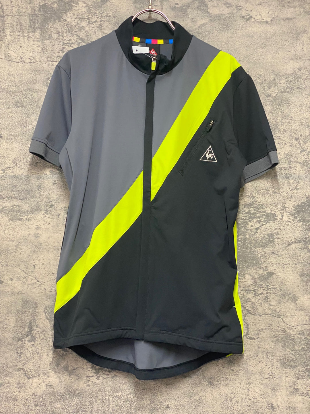 JX565 ルコックスポルティフ le coq sportif 半袖 サイクルジャージ グレー 黒 L