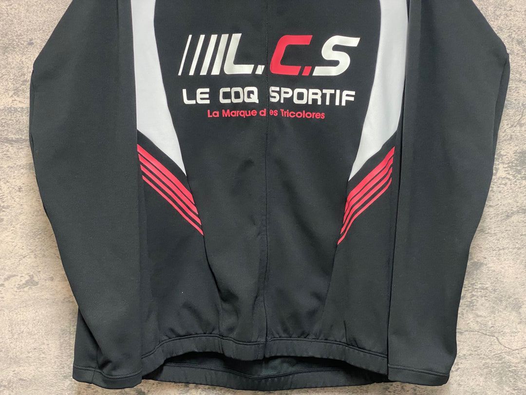 JP148 ルコックスポルティフ le coq sportif 長袖 サイクルジャージ 黒 白 M 裏起毛