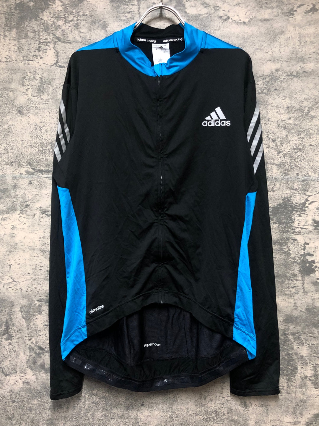 KL249 アディダス adidas 長袖 サイクルジャージ 黒 青 2XO