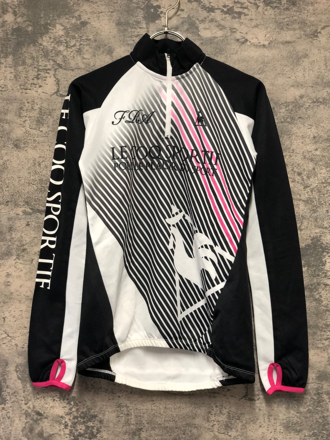 KJ899 ルコックスポルティフ le coq sportif 長袖 サイクルジャージ 白 黒 S