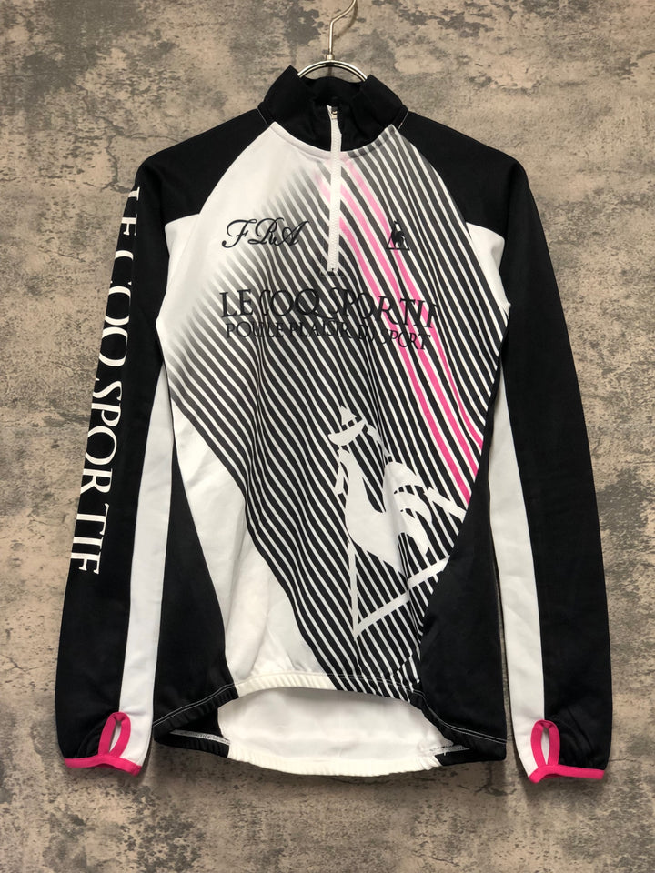 KJ899 ルコックスポルティフ le coq sportif 長袖 サイクルジャージ 白 黒 S