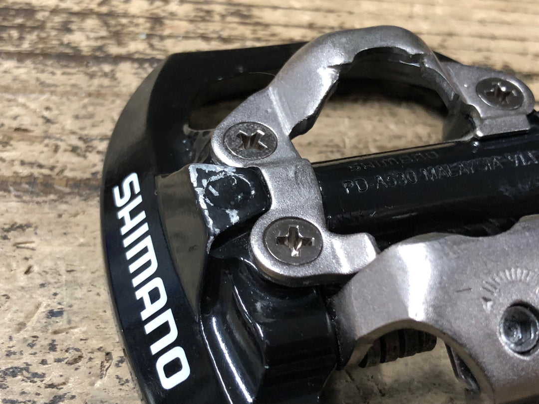 JW342 シマノ SHIMANO PD-A530 ビンディングペダル 片面フラット SPD 黒