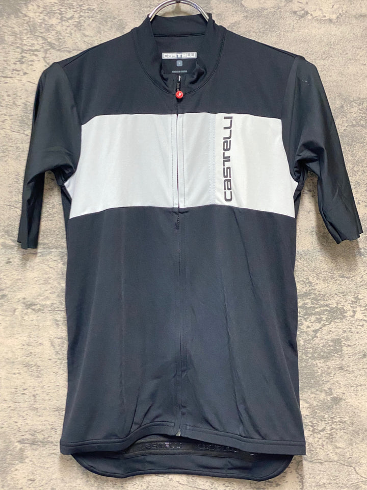 KH467 カステリ CASTELLI 半袖 サイクルジャージ S 黒白